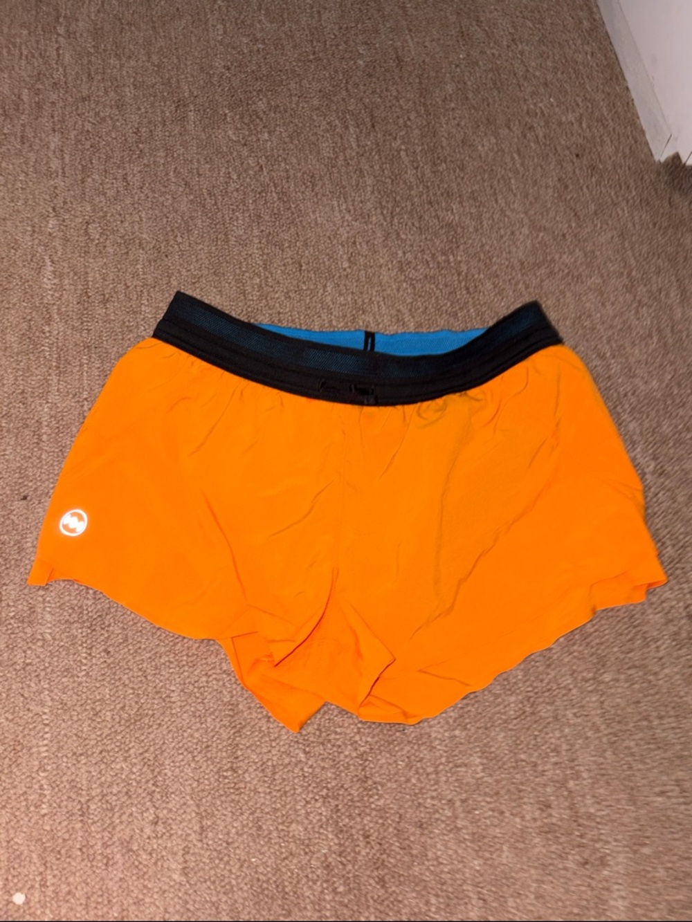 Janji Blue-Lined Orange Running Shorts